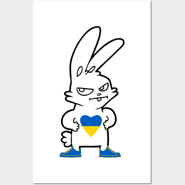 Ukraine heart Rabbit with sneakers, Ukraine, fight, support, love Wall Art by Kristalclick 